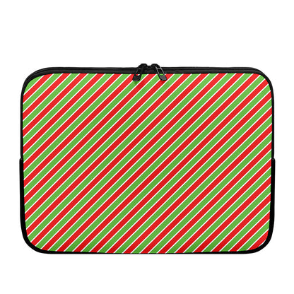 Xmas Candy Cane Stripes Print Laptop Sleeve