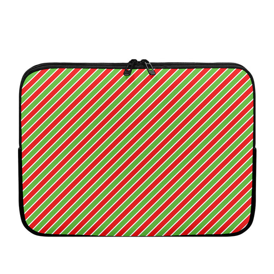 Xmas Candy Cane Stripes Print Laptop Sleeve