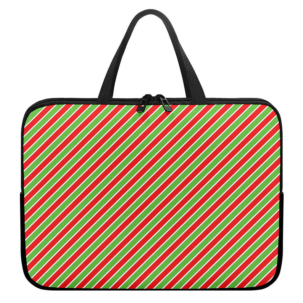 Xmas Candy Cane Stripes Print Laptop Sleeve With Handle