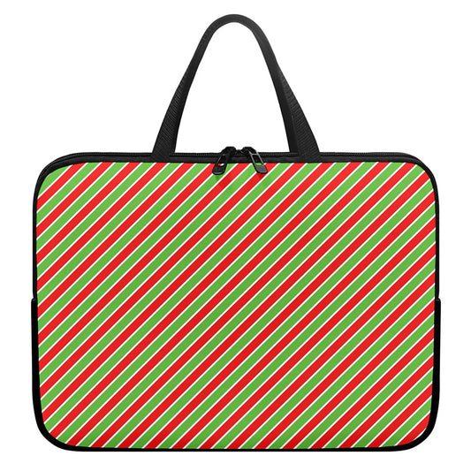 Xmas Candy Cane Stripes Print Laptop Sleeve With Handle