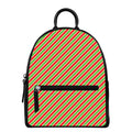 Xmas Candy Cane Stripes Print Leather Backpack