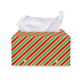 Xmas Candy Cane Stripes Print Leather Tissue Box Cover
