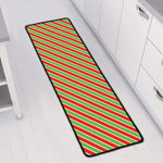Xmas Candy Cane Stripes Print Long Kitchen Mat