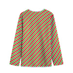 Xmas Candy Cane Stripes Print Long Sleeve Short Coat