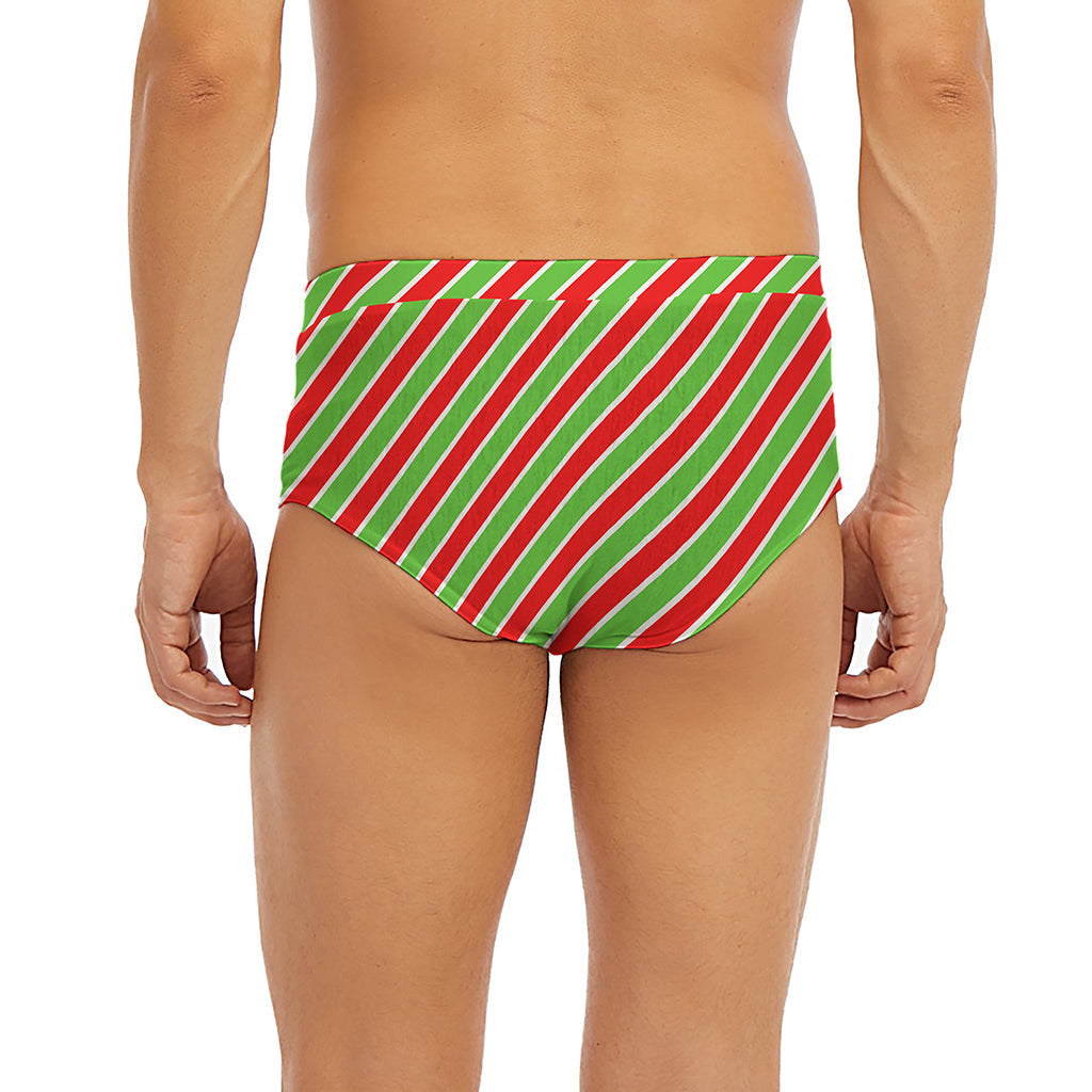 Xmas Candy Cane Stripes Print Men's Briefs