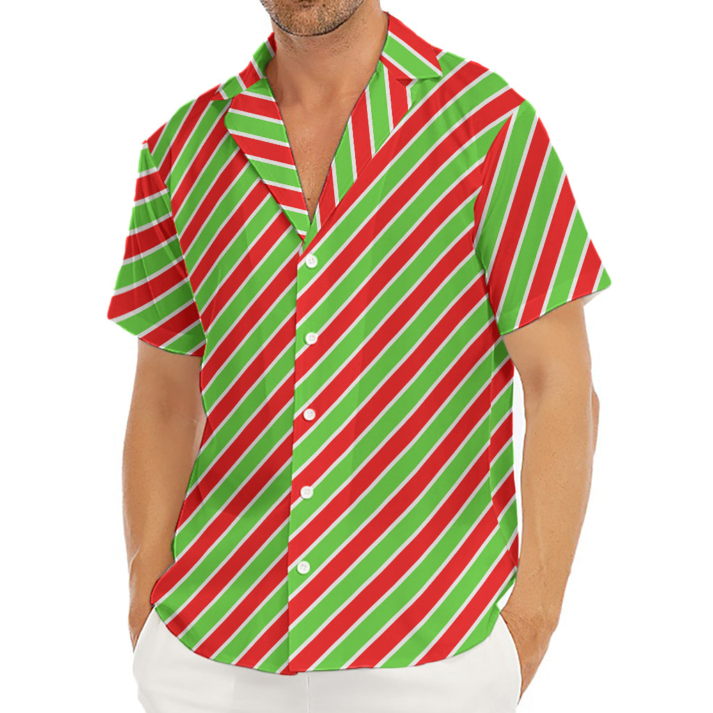 Xmas Candy Cane Stripes Print Men's Deep V-Neck Shirt