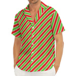 Xmas Candy Cane Stripes Print Men's Deep V-Neck Shirt