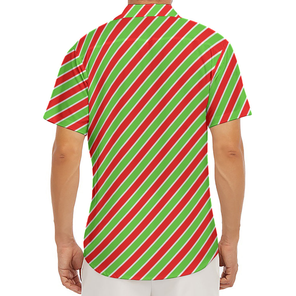 Xmas Candy Cane Stripes Print Men's Deep V-Neck Shirt