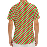 Xmas Candy Cane Stripes Print Men's Deep V-Neck Shirt