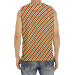 Xmas Candy Cane Stripes Print Men's Fitness Tank Top