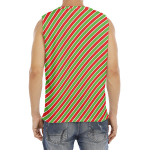 Xmas Candy Cane Stripes Print Men's Fitness Tank Top