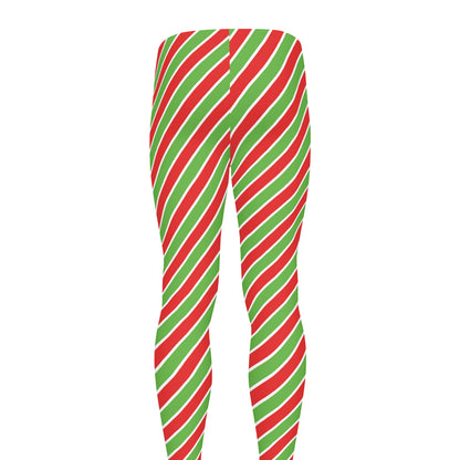 Xmas Candy Cane Stripes Print Men's leggings