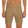 Xmas Candy Cane Stripes Print Men's Long Boxer Briefs