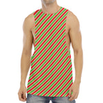 Xmas Candy Cane Stripes Print Men's Muscle Tank Top