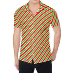 Xmas Candy Cane Stripes Print Men's Shirt