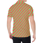 Xmas Candy Cane Stripes Print Men's Shirt