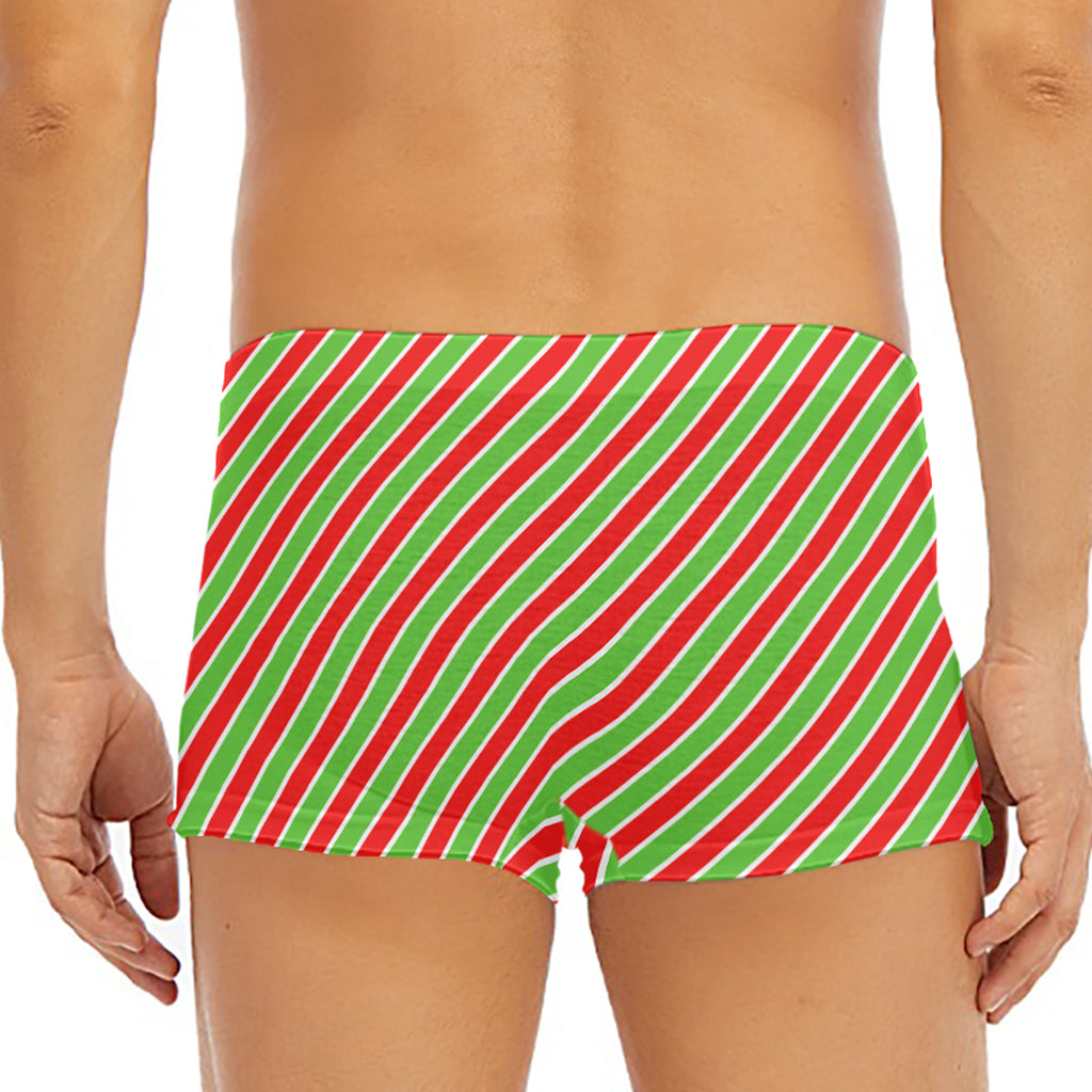 Xmas Candy Cane Stripes Print Men's Short Boxer Briefs