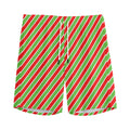 Xmas Candy Cane Stripes Print Men's Athletic Shorts