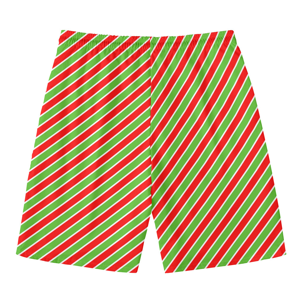 Xmas Candy Cane Stripes Print Men's Swim Trunks