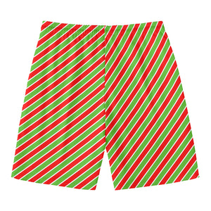 Xmas Candy Cane Stripes Print Men's Swim Trunks