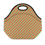 Xmas Candy Cane Stripes Print Neoprene Lunch Bag