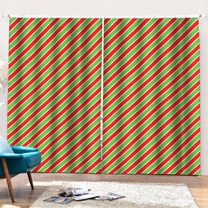 Xmas Candy Cane Stripes Print Pencil Pleat Curtains