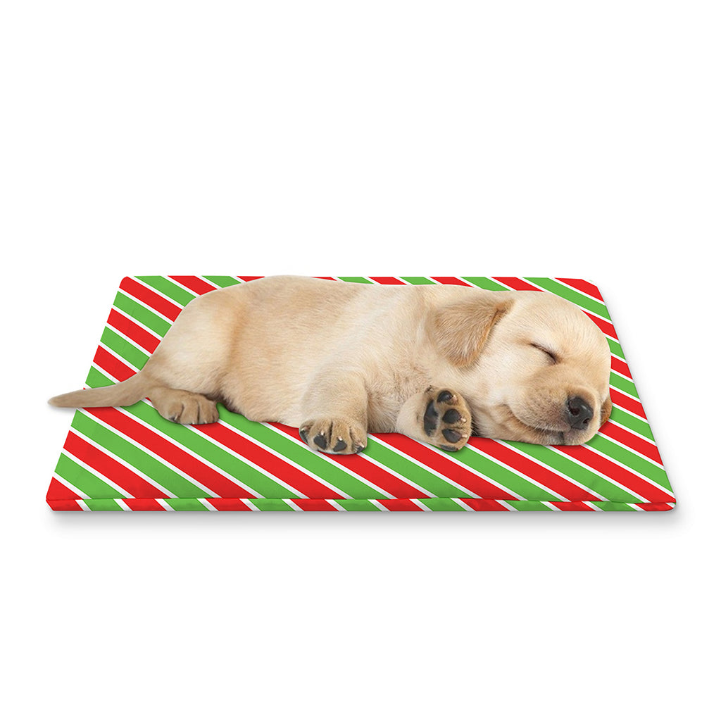 Xmas Candy Cane Stripes Print Pet Cooling Mat Cover