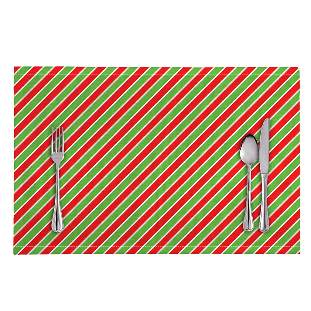 Xmas Candy Cane Stripes Print Placemat