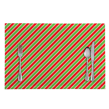 Xmas Candy Cane Stripes Print Placemat