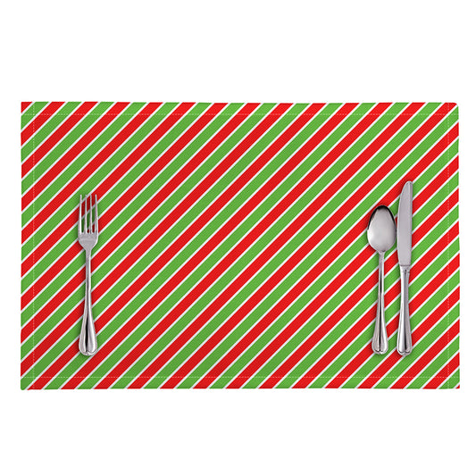 Xmas Candy Cane Stripes Print Placemat