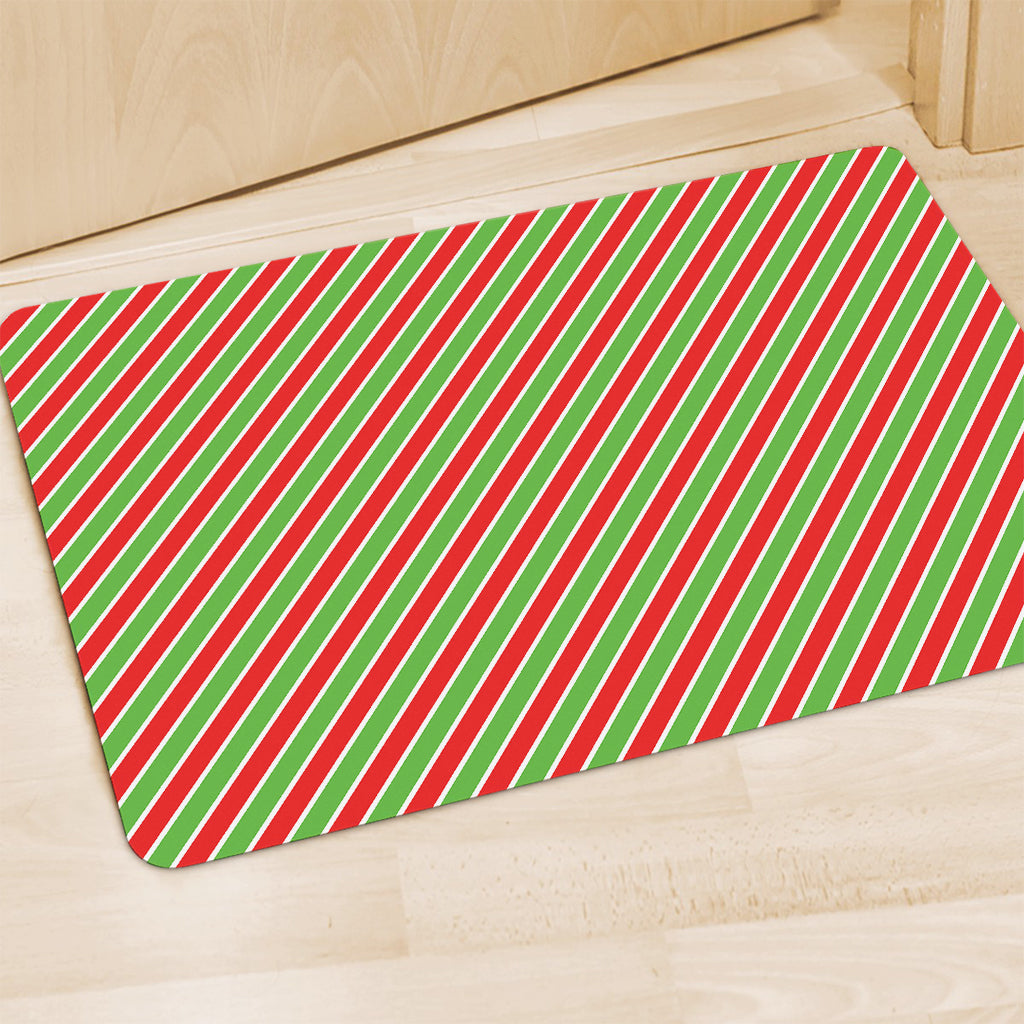 Xmas Candy Cane Stripes Print Polyester Doormat