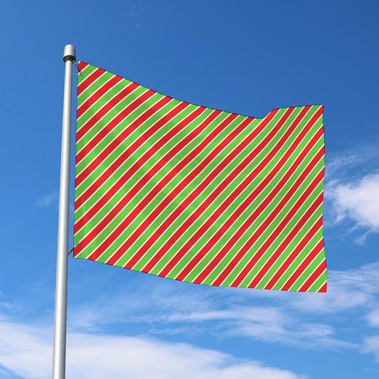 Xmas Candy Cane Stripes Print Polyester Flag