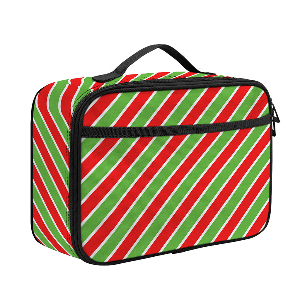 Xmas Candy Cane Stripes Print Portable Lunch Bag