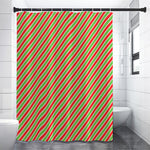 Xmas Candy Cane Stripes Print Premium Shower Curtain