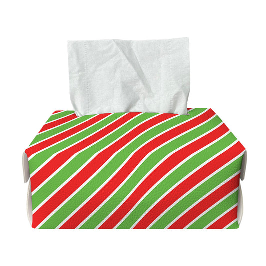 Xmas Candy Cane Stripes Print Rectangle Tissue Box Cover
