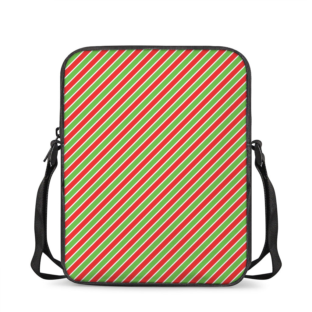 Xmas Candy Cane Stripes Print Rectangular Crossbody Bag