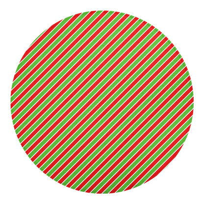 Xmas Candy Cane Stripes Print Round Blanket
