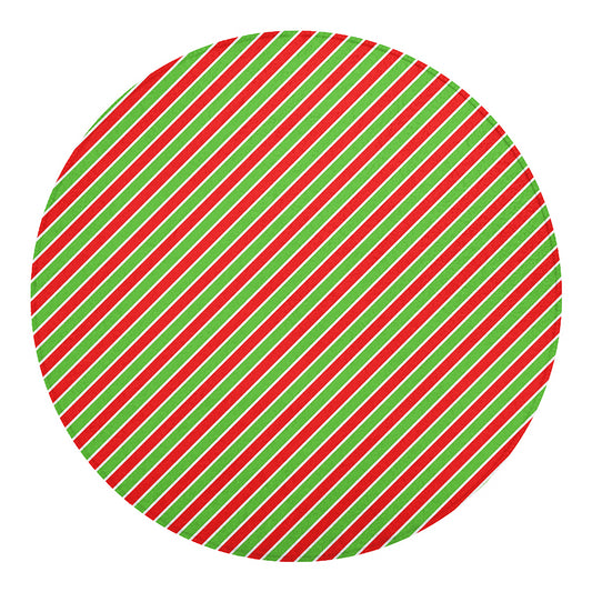 Xmas Candy Cane Stripes Print Round Blanket
