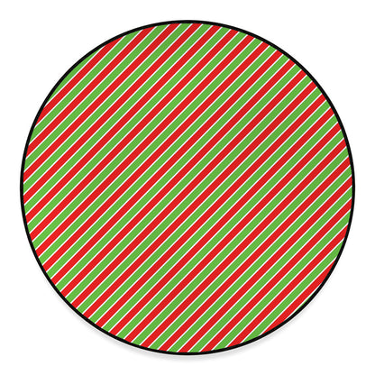 Xmas Candy Cane Stripes Print Round Floor Mat