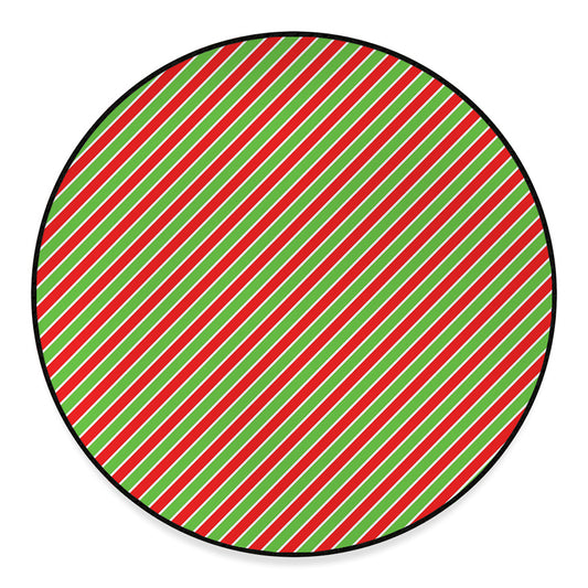 Xmas Candy Cane Stripes Print Round Floor Mat
