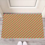 Xmas Candy Cane Stripes Print Rubber Doormat