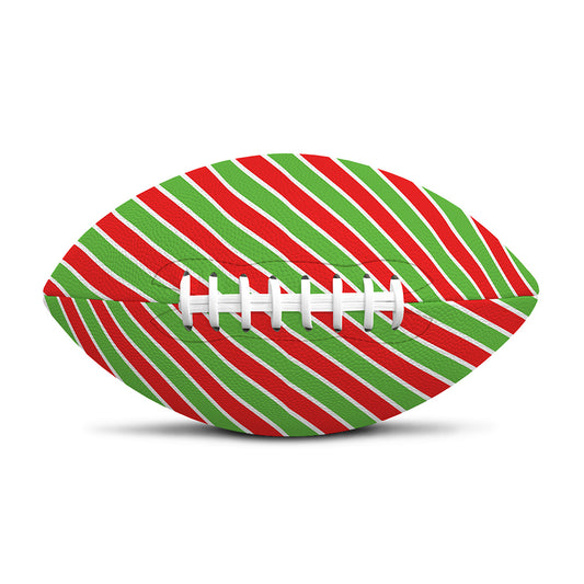 Xmas Candy Cane Stripes Print Rugby Ball