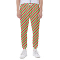 Xmas Candy Cane Stripes Print Joggers