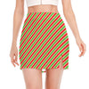 Xmas Candy Cane Stripes Print Side Slit Mini Skirt