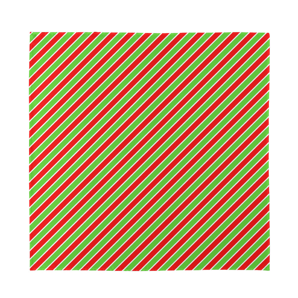 Xmas Candy Cane Stripes Print Silk Bandana