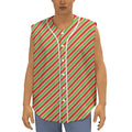 Xmas Candy Cane Stripes Print Sleeveless Baseball Jersey