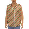 Xmas Candy Cane Stripes Print Sleeveless Baseball Jersey