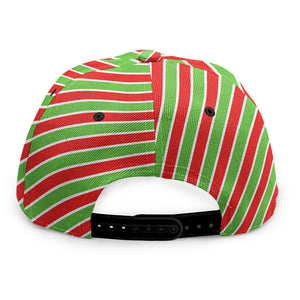 Xmas Candy Cane Stripes Print Snapback Cap