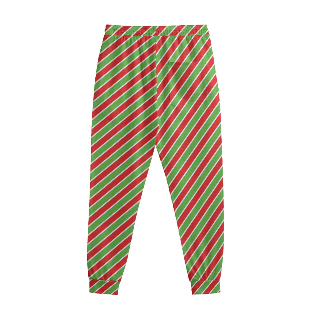 Xmas Candy Cane Stripes Print Sweatpants