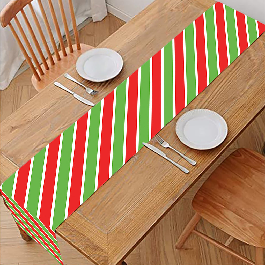 Xmas Candy Cane Stripes Print Table Runner